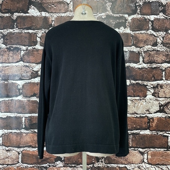 J. Jill Sweater Pullover Black Knit Lace Front Size Medium - Picture 9 of 13